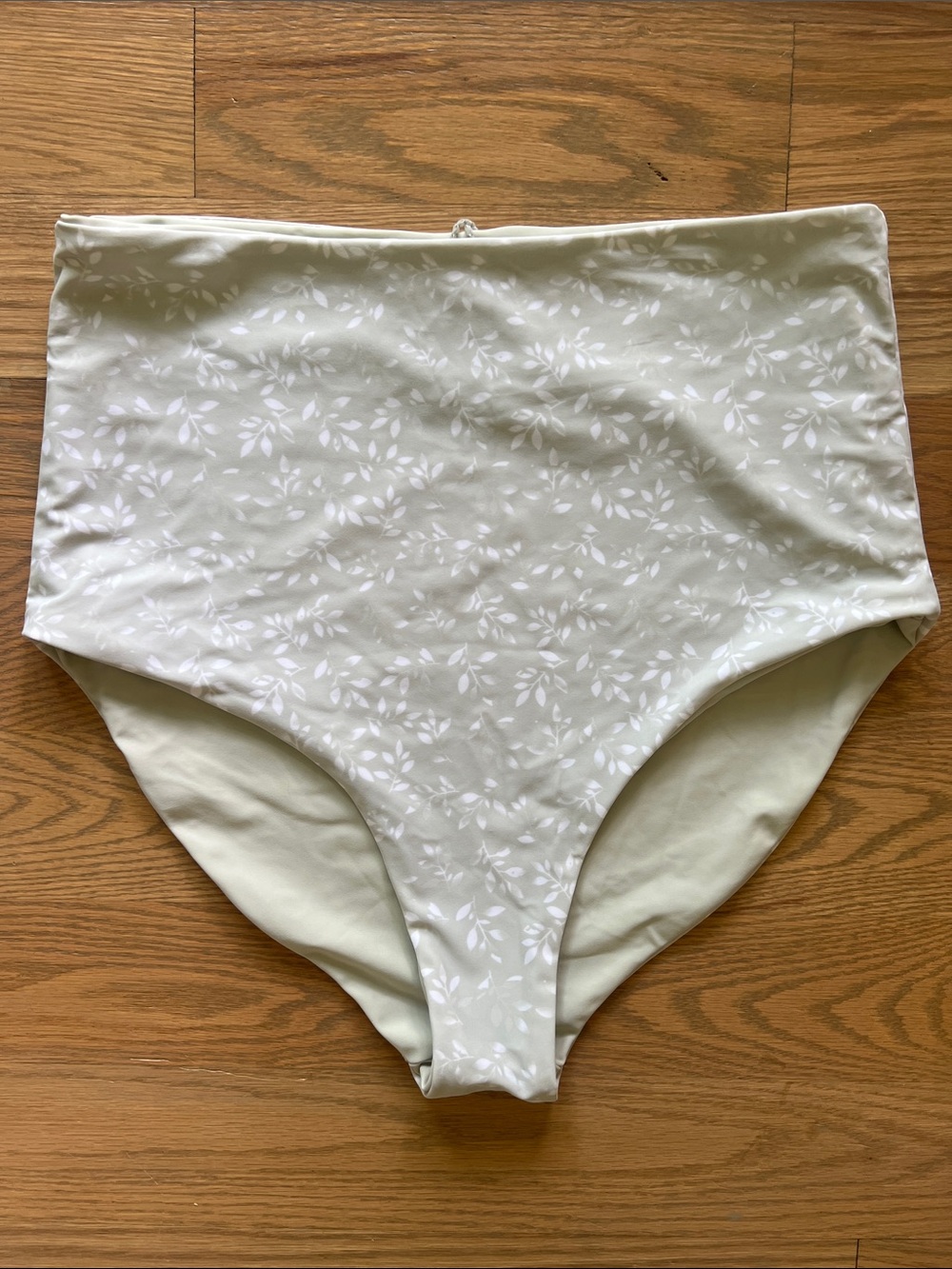 High-Waisted Reversible Bikini Bottom - Light Sage Green